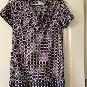 Collard patterned short sleeve dress